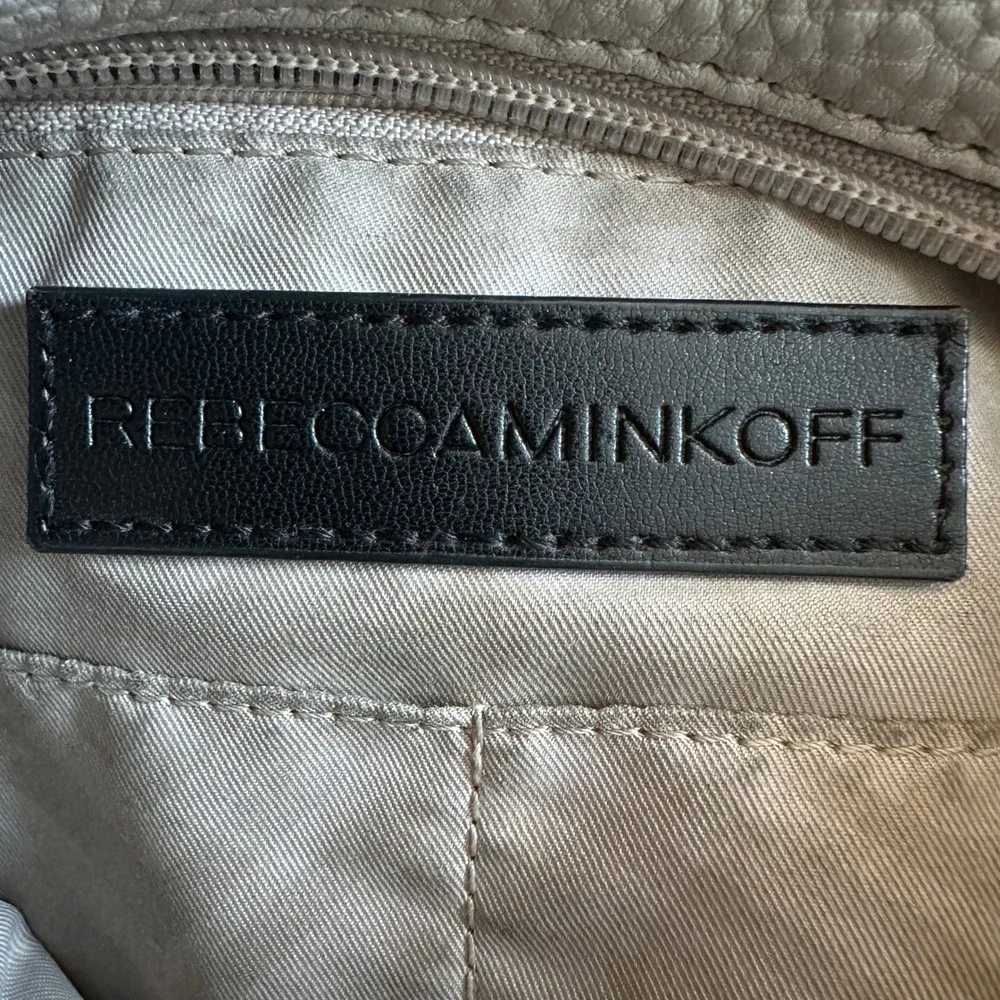 Rebecca Minkoff Light Grey Pebbled Leather‎ Whipstitch Chain Hobo Crossbody Bag